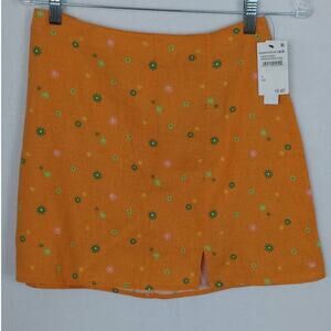 Women's ABOUND Mini Skirt Orange with Flowers S